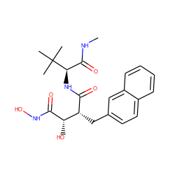 CNC(=O)[C@@H](NC(=O)[C@H](Cc1ccc2ccccc2c1)[C@H](O)C(=O)NO)C(C)(C)C ZINC000026939249