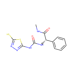 CNC(=O)[C@@H](NC(=O)Nc1nnc(S)s1)c1ccccc1 ZINC000013796941