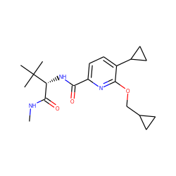 CNC(=O)[C@@H](NC(=O)c1ccc(C2CC2)c(OCC2CC2)n1)C(C)(C)C ZINC000150091866