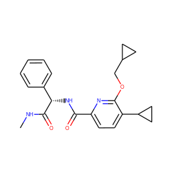 CNC(=O)[C@@H](NC(=O)c1ccc(C2CC2)c(OCC2CC2)n1)c1ccccc1 ZINC000143476155