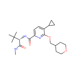 CNC(=O)[C@@H](NC(=O)c1ccc(C2CC2)c(OCC2CCOCC2)n1)C(C)(C)C ZINC000150141294