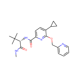 CNC(=O)[C@@H](NC(=O)c1ccc(C2CC2)c(OCc2ccccn2)n1)C(C)(C)C ZINC000150233850