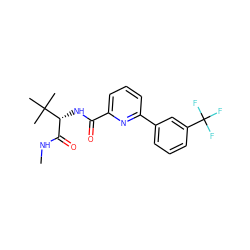 CNC(=O)[C@@H](NC(=O)c1cccc(-c2cccc(C(F)(F)F)c2)n1)C(C)(C)C ZINC000150085971