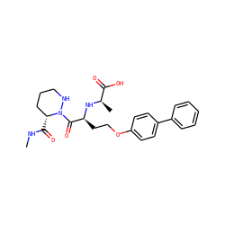 CNC(=O)[C@@H]1CCCNN1C(=O)[C@H](CCOc1ccc(-c2ccccc2)cc1)N[C@H](C)C(=O)O ZINC000029470909