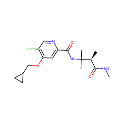 CNC(=O)[C@H](C)C(C)(C)NC(=O)c1cc(OCC2CC2)c(Cl)cn1 ZINC000149230064