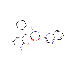 CNC(=O)[C@H](CC(C)C)C[C@H](O)[C@H](CC1CCCCC1)NC(=O)c1cnc2ccccc2n1 ZINC000026284162