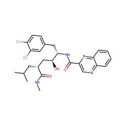 CNC(=O)[C@H](CC(C)C)C[C@H](O)[C@H](Cc1ccc(Cl)c(Cl)c1)NC(=O)c1cnc2ccccc2n1 ZINC000026285310