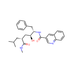 CNC(=O)[C@H](CC(C)C)C[C@H](O)[C@H](Cc1ccccc1)NC(=O)c1cnc2ccccc2c1 ZINC000026273266