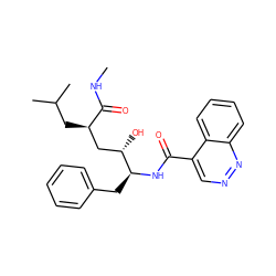 CNC(=O)[C@H](CC(C)C)C[C@H](O)[C@H](Cc1ccccc1)NC(=O)c1cnnc2ccccc12 ZINC000026287061