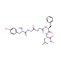 CNC(=O)[C@H](CC(C)C)NC(=O)[C@H](Cc1ccccc1)NC(=O)CNC(=O)CNC(=O)[C@@H](N)Cc1ccc(O)cc1 ZINC000026843691