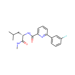 CNC(=O)[C@H](CC(C)C)NC(=O)c1cccc(-c2cccc(F)c2)n1 ZINC000150171741