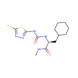 CNC(=O)[C@H](CC1CCCCC1)NC(=O)Nc1nnc(S)s1 ZINC000013796936