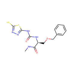 CNC(=O)[C@H](COCc1ccccc1)NC(=O)Nc1nnc(S)s1 ZINC000013796946