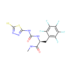 CNC(=O)[C@H](Cc1c(F)c(F)c(F)c(F)c1F)NC(=O)Nc1nnc(S)s1 ZINC000001545874