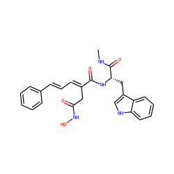 CNC(=O)[C@H](Cc1c[nH]c2ccccc12)NC(=O)/C(=C/C=C/c1ccccc1)CC(=O)NO ZINC000028825780