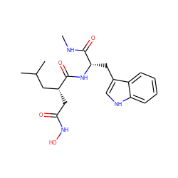 CNC(=O)[C@H](Cc1c[nH]c2ccccc12)NC(=O)[C@H](CC(=O)NO)CC(C)C ZINC000003872718