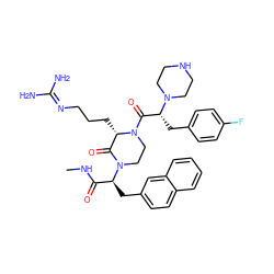 CNC(=O)[C@H](Cc1ccc2ccccc2c1)N1CCN(C(=O)[C@@H](Cc2ccc(F)cc2)N2CCNCC2)[C@@H](CCCN=C(N)N)C1=O ZINC000049942273