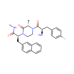 CNC(=O)[C@H](Cc1ccc2ccccc2c1)N1CCN(C(=O)[C@H](N)Cc2ccc(F)cc2)[C@@H](C)C1=O ZINC000040864881