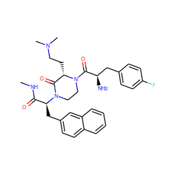 CNC(=O)[C@H](Cc1ccc2ccccc2c1)N1CCN(C(=O)[C@H](N)Cc2ccc(F)cc2)[C@@H](CCN(C)C)C1=O ZINC000096903802