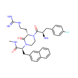 CNC(=O)[C@H](Cc1ccc2ccccc2c1)N1CCN(C(=O)[C@H](N)Cc2ccc(F)cc2)[C@@H](CCNC(=N)N)C1=O ZINC000036285731