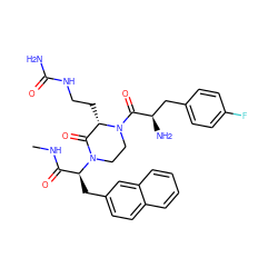 CNC(=O)[C@H](Cc1ccc2ccccc2c1)N1CCN(C(=O)[C@H](N)Cc2ccc(F)cc2)[C@@H](CCNC(N)=O)C1=O ZINC000036285675