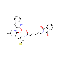 CNC(=O)[C@H](Cc1ccccc1)NC(=O)[C@@H](CC(C)C)S[C@H]1CN(C(=O)CCCCCN2C(=O)c3ccccc3C2=O)C[C@H]1S ZINC000096270015