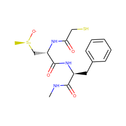 CNC(=O)[C@H](Cc1ccccc1)NC(=O)[C@H](C[S@@+](C)[O-])NC(=O)CS ZINC000028000005