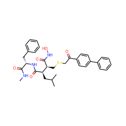 CNC(=O)[C@H](Cc1ccccc1)NC(=O)[C@H](CC(C)C)[C@H](CSCC(=O)c1ccc(-c2ccccc2)cc1)C(=O)NO ZINC000027075021