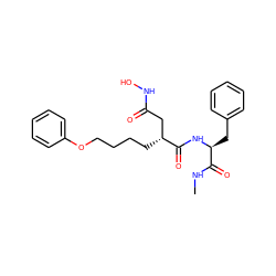 CNC(=O)[C@H](Cc1ccccc1)NC(=O)[C@H](CCCCOc1ccccc1)CC(=O)NO ZINC000003813623