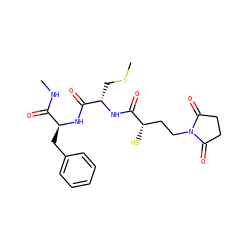 CNC(=O)[C@H](Cc1ccccc1)NC(=O)[C@H](CSC)NC(=O)[C@@H](S)CCN1C(=O)CCC1=O ZINC000026658950