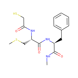 CNC(=O)[C@H](Cc1ccccc1)NC(=O)[C@H](CSC)NC(=O)CS ZINC000028005578