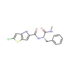 CNC(=O)[C@H](Cc1ccccc1)NC(=O)c1cc2sc(Cl)cc2[nH]1 ZINC000036177507