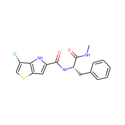 CNC(=O)[C@H](Cc1ccccc1)NC(=O)c1cc2scc(Cl)c2[nH]1 ZINC000036177512