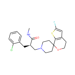 CNC(=O)[C@H](Cc1ccccc1Cl)CN1CCC2(CC1)OCCc1cc(F)sc12 ZINC000084739542