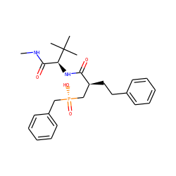 CNC(=O)[C@H](NC(=O)[C@@H](CCc1ccccc1)C[P@](=O)(O)Cc1ccccc1)C(C)(C)C ZINC000028761996