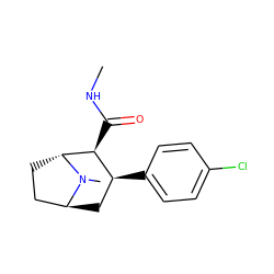 CNC(=O)[C@H]1[C@@H](c2ccc(Cl)cc2)C[C@H]2CC[C@H]1N2C ZINC000100728492