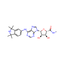 CNC(=O)[C@H]1O[C@@H](n2cnc3c(Nc4ccc5c(c4)C(C)(C)NC5(C)C)ncnc32)[C@H](O)[C@@H]1O ZINC000049112944