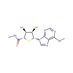 CNC(=O)[C@H]1S[C@@H](n2cnc3c(NC)ncnc32)[C@H](O)[C@@H]1O ZINC000045391801