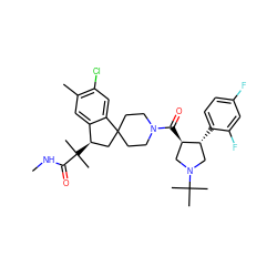 CNC(=O)C(C)(C)[C@@H]1CC2(CCN(C(=O)[C@@H]3CN(C(C)(C)C)C[C@H]3c3ccc(F)cc3F)CC2)c2cc(Cl)c(C)cc21 ZINC000072112672