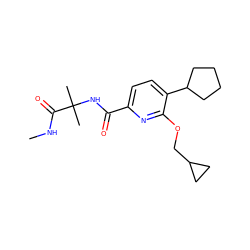 CNC(=O)C(C)(C)NC(=O)c1ccc(C2CCCC2)c(OCC2CC2)n1 ZINC000206689702