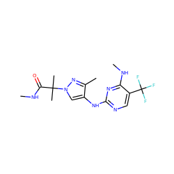 CNC(=O)C(C)(C)n1cc(Nc2ncc(C(F)(F)F)c(NC)n2)c(C)n1 ZINC000103260588