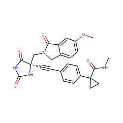 CNC(=O)C1(c2ccc(C#C[C@]3(CN4Cc5ccc(OC)cc5C4=O)NC(=O)NC3=O)cc2)CC1 ZINC000096173774