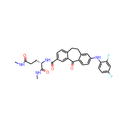 CNC(=O)CC[C@H](NC(=O)c1ccc2c(c1)C(=O)c1ccc(Nc3ccc(F)cc3F)cc1CC2)C(=O)NC ZINC000095598082