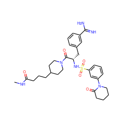 CNC(=O)CCCC1CCN(C(=O)[C@H](Cc2cccc(C(=N)N)c2)NS(=O)(=O)c2cccc(N3CCCCC3=O)c2)CC1 ZINC000096175789