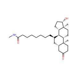 CNC(=O)CCCCCCC[C@@H]1C[C@H]2CC(=O)CC[C@]2(C)[C@H]2CC[C@]3(C)[C@@H](O)CC[C@H]3[C@@H]21 ZINC000028640914
