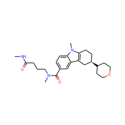 CNC(=O)CCCN(C)C(=O)c1ccc2c(c1)c1c(n2C)CC[C@@H](C2CCOCC2)C1 ZINC000059051412