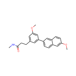 CNC(=O)CCc1cc(OC)cc(-c2ccc3cc(OC)ccc3c2)c1 ZINC000096174248