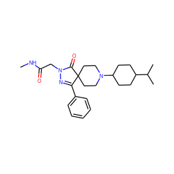 CNC(=O)CN1N=C(c2ccccc2)C2(CCN(C3CCC(C(C)C)CC3)CC2)C1=O ZINC000049033230