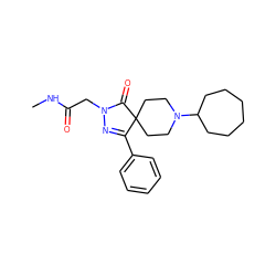 CNC(=O)CN1N=C(c2ccccc2)C2(CCN(C3CCCCCC3)CC2)C1=O ZINC000049110682