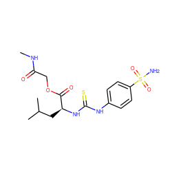 CNC(=O)COC(=O)[C@H](CC(C)C)NC(=S)Nc1ccc(S(N)(=O)=O)cc1 ZINC000028464627